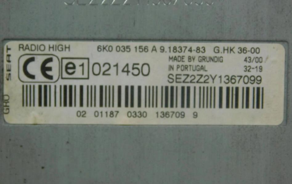 RADIO Displej SEAT IBIZA CORDOBA 6K0035156A