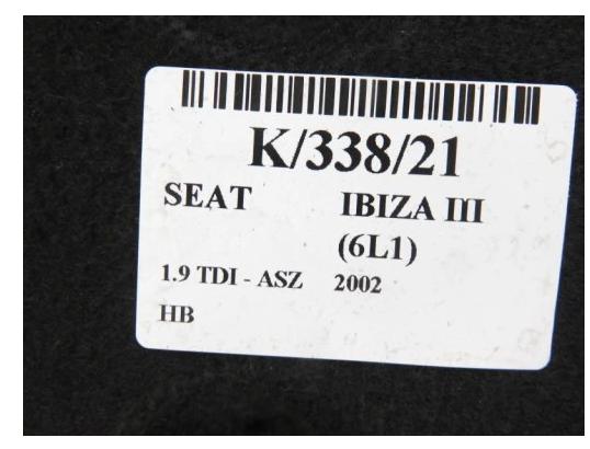 Pláto kufra SEAT IBIZA III