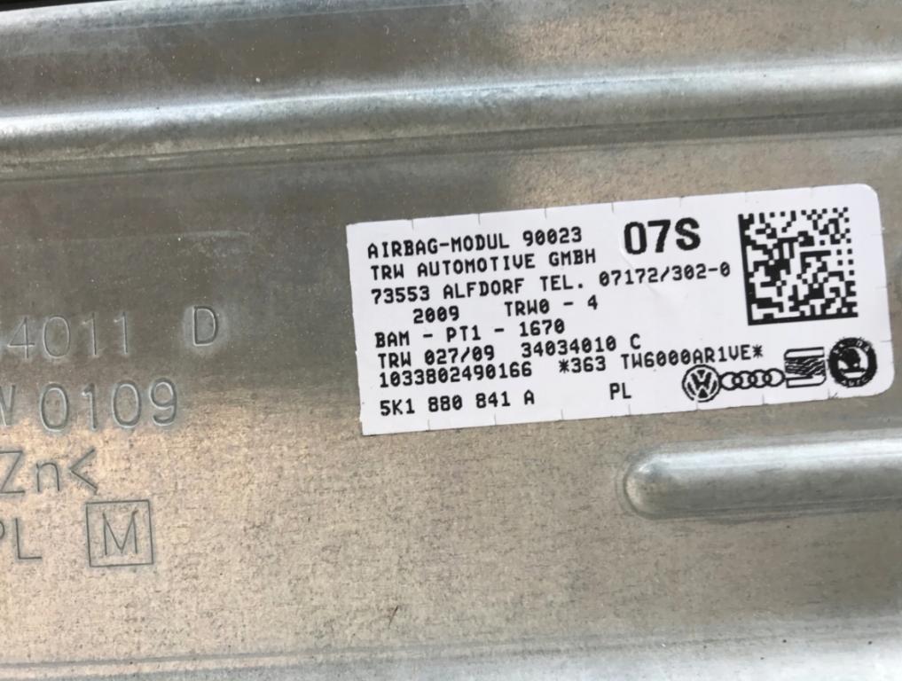 airbag - VW GOLF VI airbag 08-13