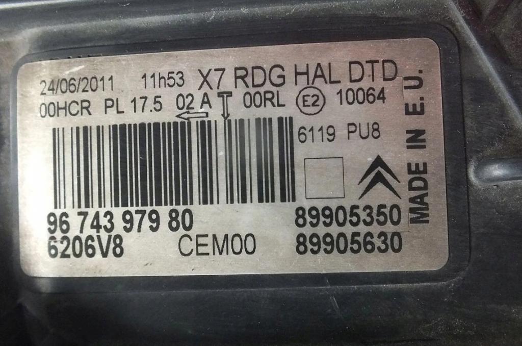 Svetlo Svetlomet pravy predný CITROEN C5 III X7 EU