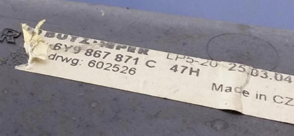 SKODA FABIA I 6Y Combi Roleta kufra 6Y9867871C