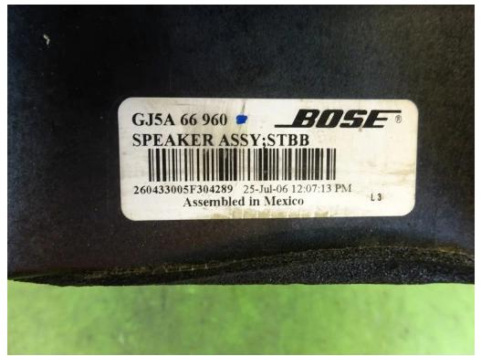 Subwoofer: rečník: MAZDA 6 I GG 06r: BOSE  GJ5A66960