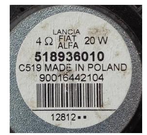 LANCIA  III 12 R reproduktor Dvere predný 20W   518936010
