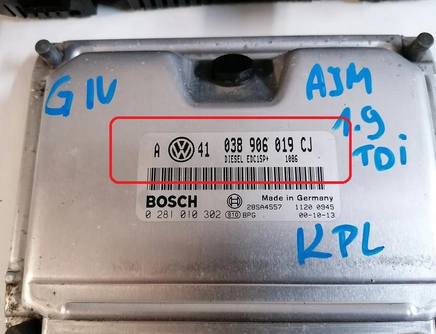 GOLF 4 BORA riadiaca jednotka Súprava 1,9 TDI 038906019CJ