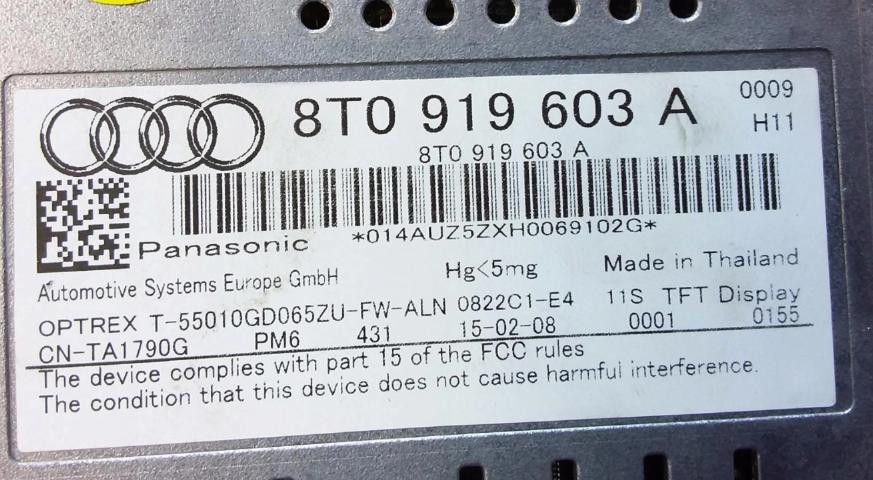 AUDI A4 B8 Dislpej radia LCD MMI 8T0919603A