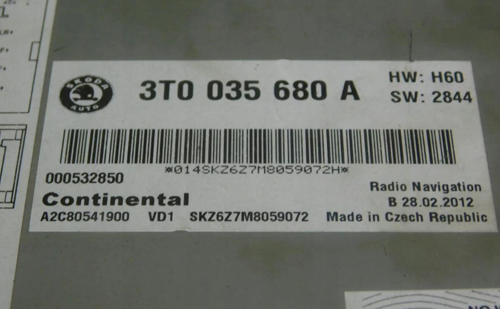 RADIO Navigácia PÔVOD: SKODA OCTAVIA II