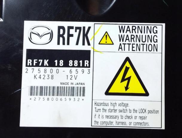 MAZDA 6 GG 2,0 CITD Riadiaca jednotka Motor RF7K18881R: Mazda OE 275800-6593 riadiaca jednotka
