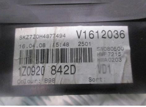 Prístrojovka ,dislpej SKODA OCTAVIA II 2.0 TDI 1Z0920842D: