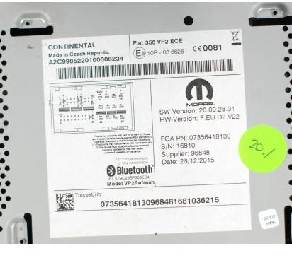 FIAT TIPO II RADIO BLETOOTH: 07356418130