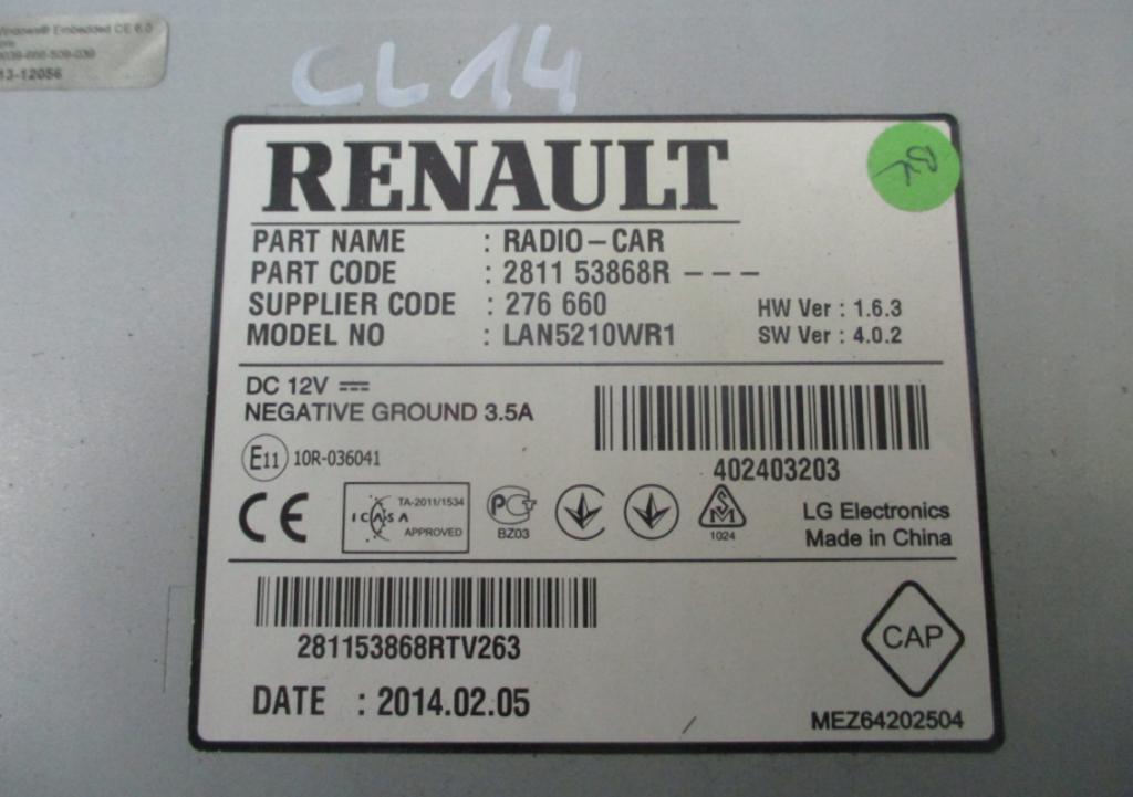 RENAULT CLIO IV RADIO-NAWIGACJA 281153868R