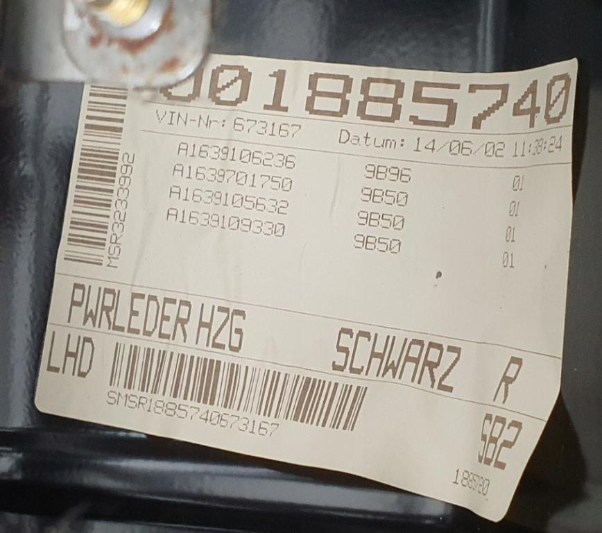 Sedadlo pravy predný MERCEDES ML W163 HRA: Európa