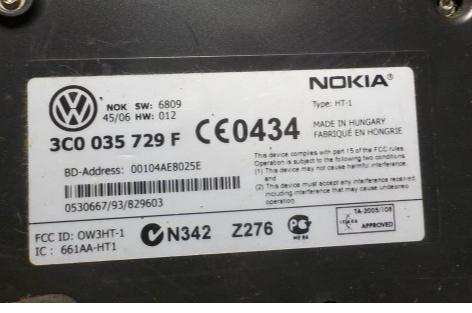 modul bluetooth nokia: Volkswagen OE 3C0035729F