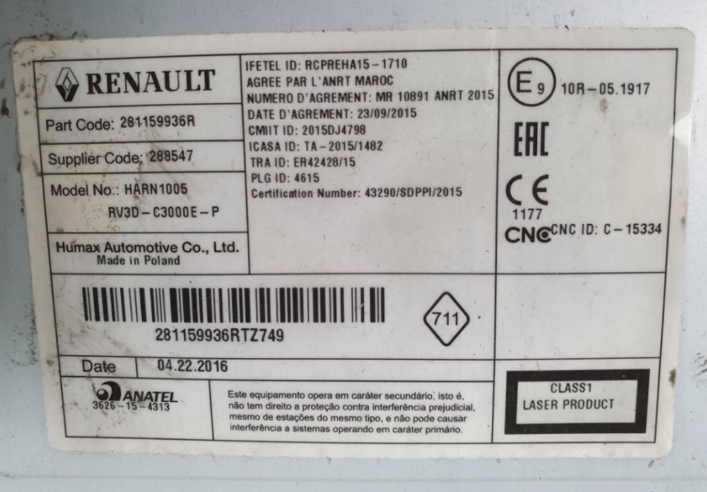 DACIA LOGAN 2016 RADIO CD USB