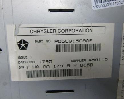 CHRYSLER 300C: RADIO Navigácia P05091508AF