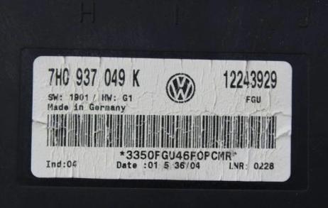 VW TRANSPORTER T5 modul řídící jednotka komfortu 7H0937049K