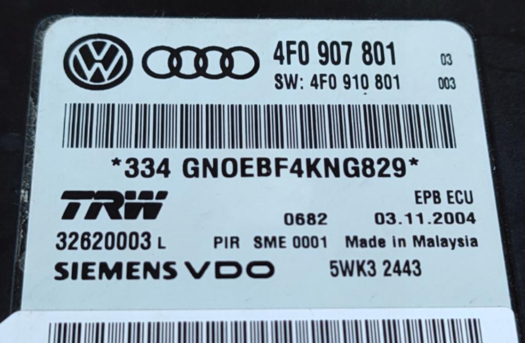 riadiaca jednotka brzda: ručný Audi OE 4F0907801
