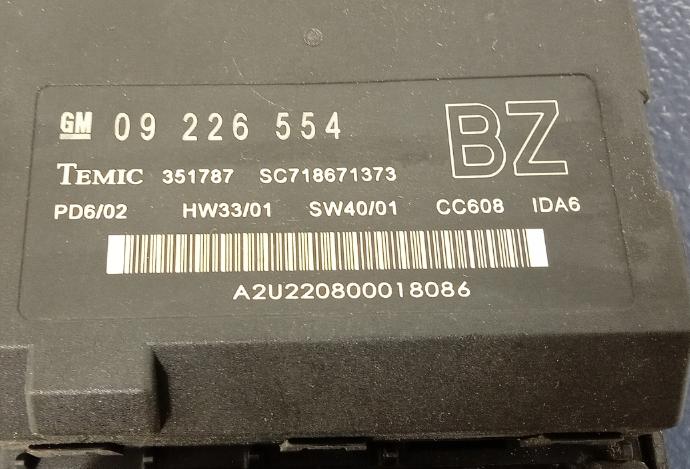 VECTRA C SIGNUM Modul komfortu BSI 09226554BZ