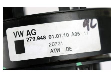 VW T5 LIFT POLO 9N kroužek slimák airbag snímač 280.690 279.948