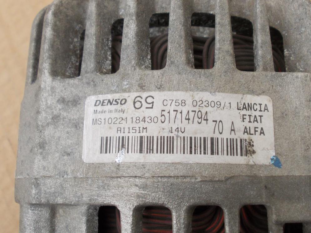 Alternator Fiat Punto 500 Mito: 1.2 51714794 70A