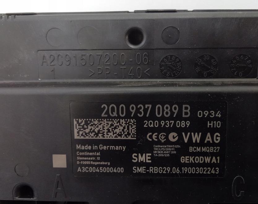 Riadiaca jednotka Modul komfortu 2Q0937089B