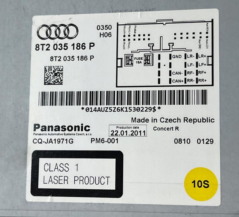 RADIO AUDI A4 B8 8T2035186P bez kodu