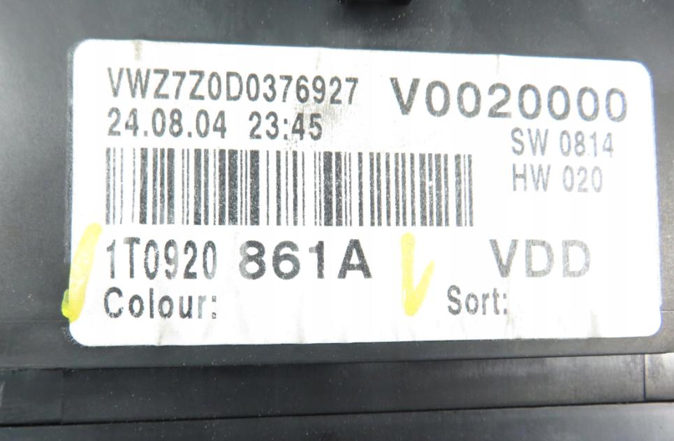 Prístrojovka VW TOURAN I 1.9 TDI - BKC 1T0920861A