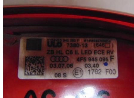 AUDI A6 C6 sedan Svetlo ľavá strana zadná 4F5945095F