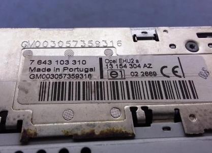 OPEL ASTRA H RADIO - CD 13154304AZ ( kód nemáme )