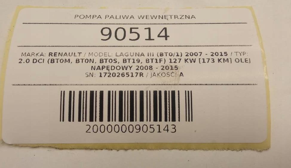 Pumpa paliva LAGUNA III COUPE 2.0 DCI