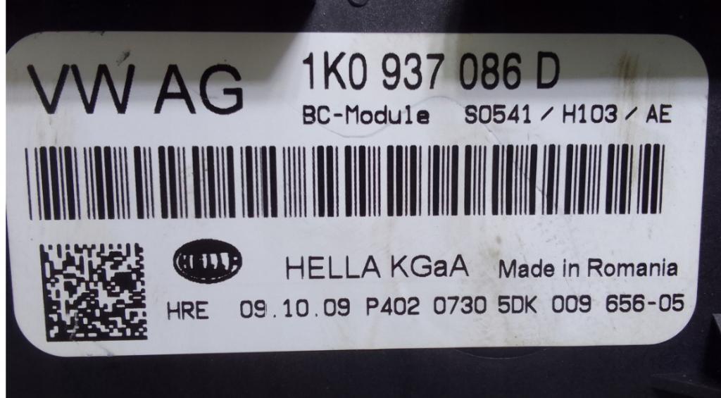 VW GOLF IV Riadiaca jednotka Modul komfortu 1K0937086D