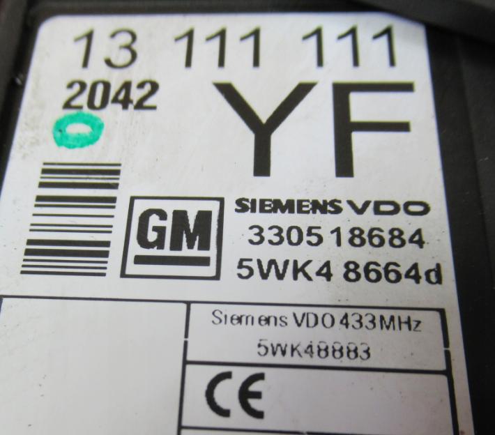 riadiaca jednotka Súprava OPEL CORSA C 1,2 16V 0261207962 SD