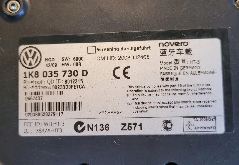 TIGUAN TOURAN PASSAT B6 Modul BLUETOOTH 1K8035730D