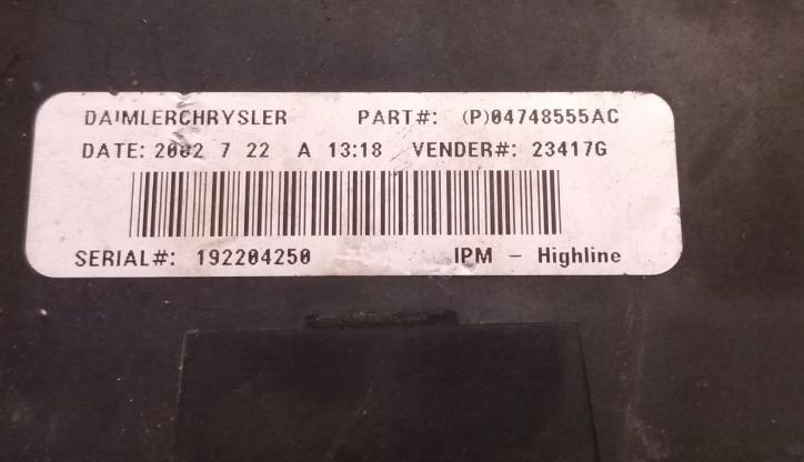 skrinka poistka - modul Chrysler  3.8 04748555AC