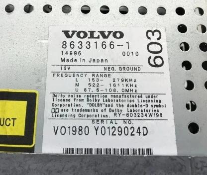 Volvo V70 2004  Rádio   8633166-1 kód nemáme
