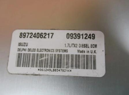 riadiaca jednotka Súprava OPEL ASTRA II G 1,7 DTI 09391249