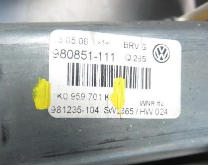 Mechanizmus okna ľavy predný PASSAT B6 1K0959793G