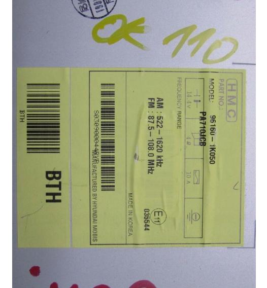 HYUNDAI IX20 RADIO CD 96160-1K050 -- KOD NEMAME--