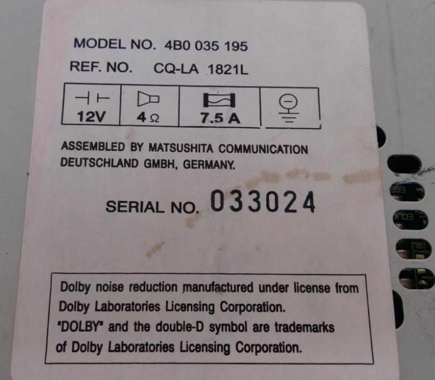 AUDI A6 C5 RADIO 4B0035195 Z KODOM