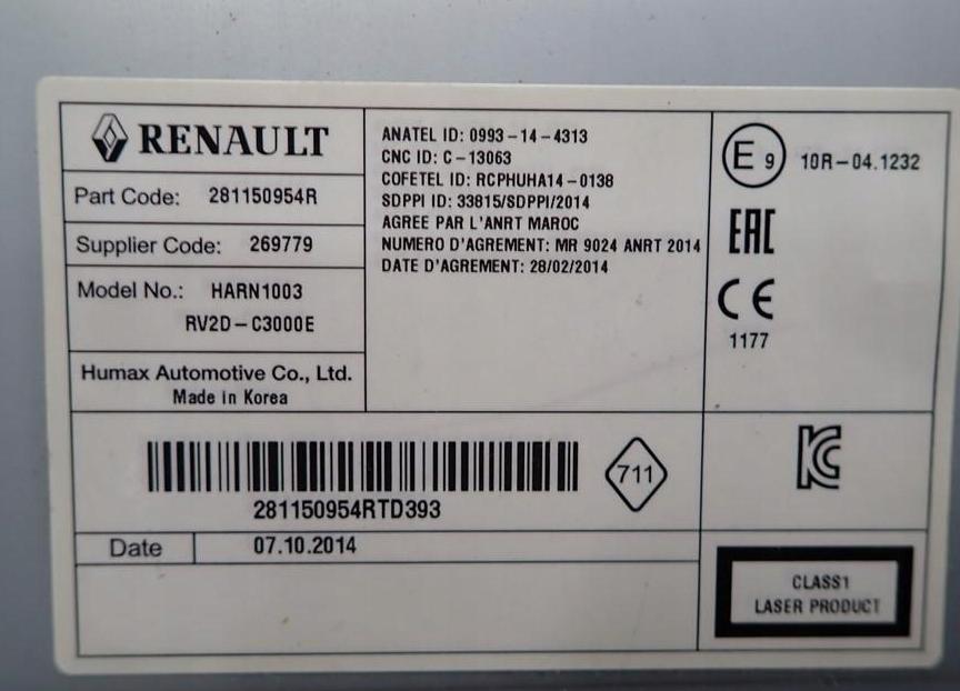 RADIO CD  DACIA SANDERO II 281150954R --KOD NEMAME --