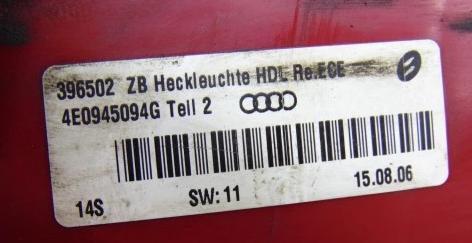 Svetlo pravá pravy AUDI A8 D3  4E0945094G