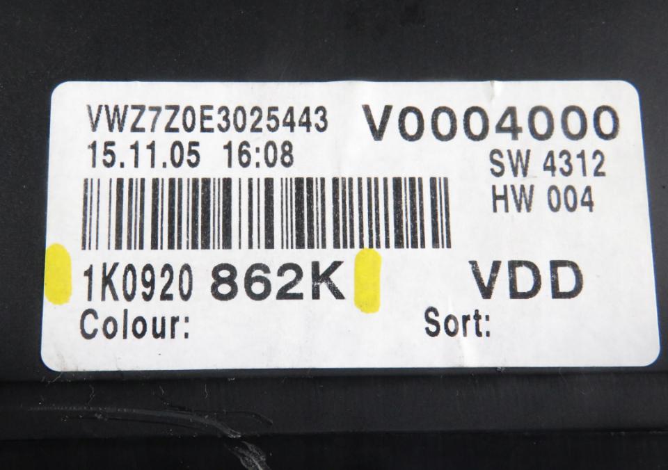 Prístrojovka VW GOLF V 1.9 TDI 1K0920862K