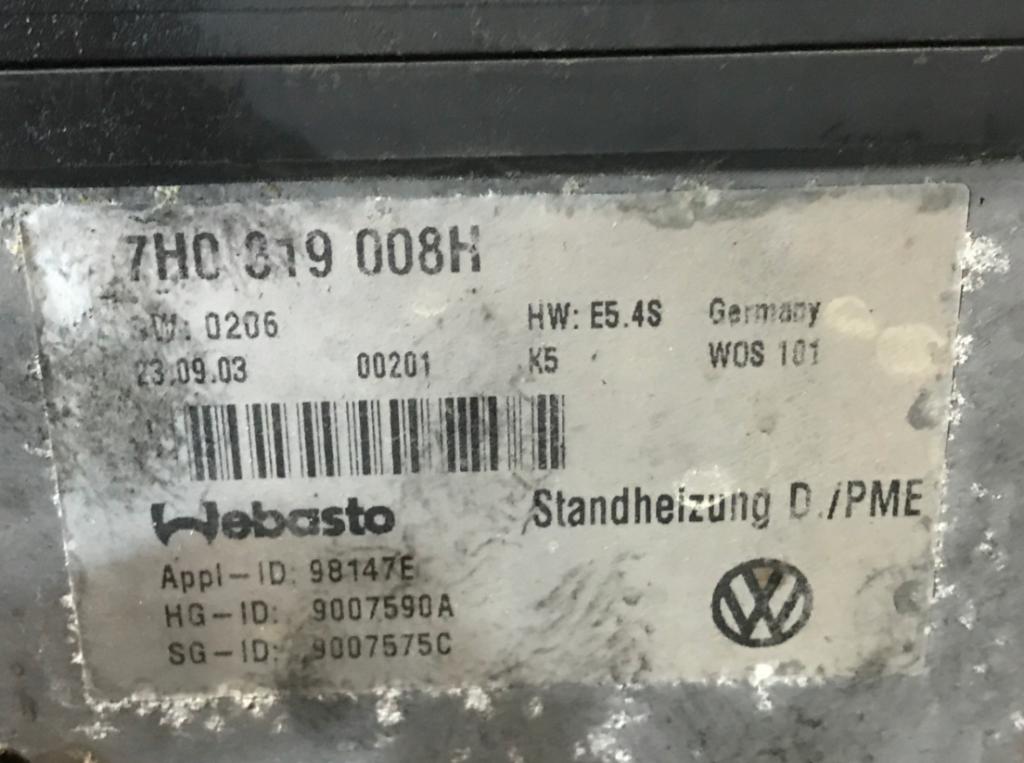 VW T5 Webasto THERMO TOP C 12V