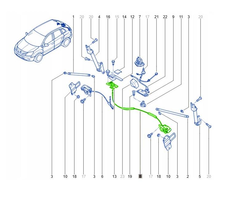 úchyt zámok dveří RENAULT KOLEOS levý zadní část novy 905932234R