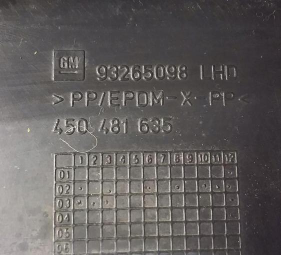 OPEL MERIVA I A Torpédo, plast pod čelné okno 450481635