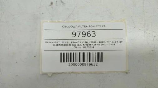 Obal filtra vzduchu BRAVO II 1.4 B 51793178