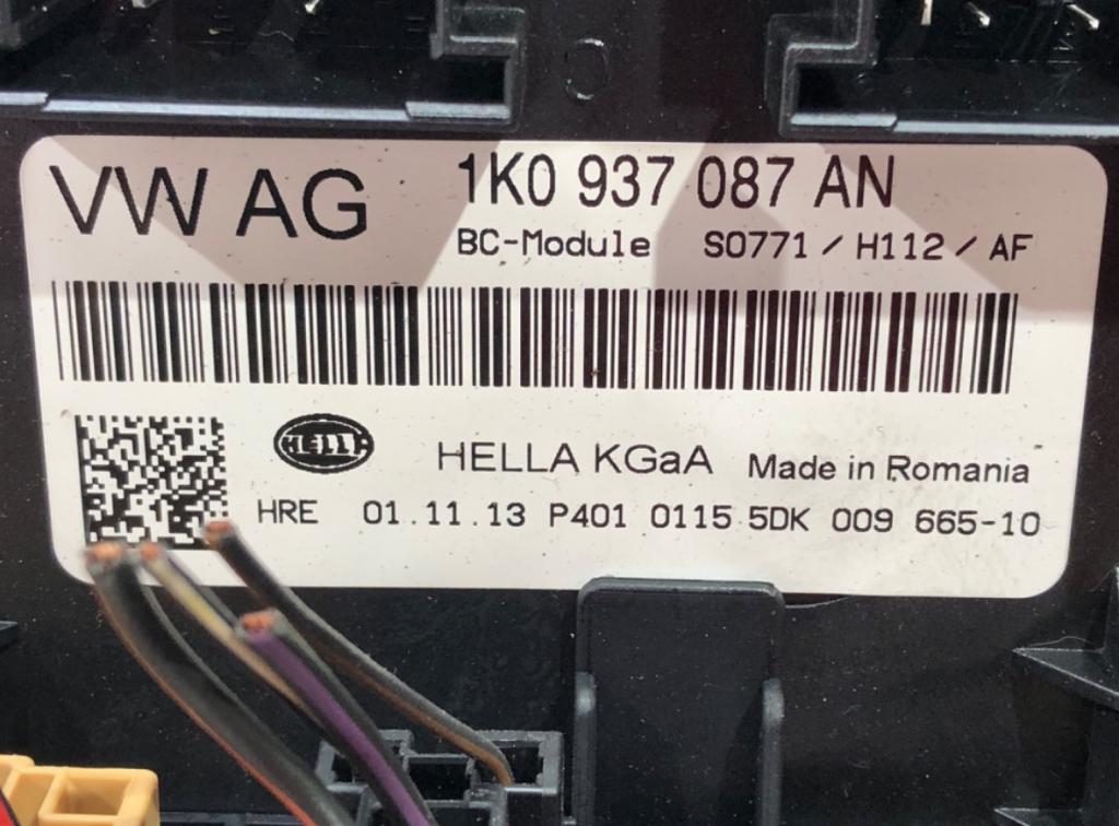 SKODA SUPERB II Kombi (3T5) 2009 - 2015    2.0 TDI 125 kW [170 KM] olej napędowy 2009 - 2015  modul komfortu 1K0937087AN