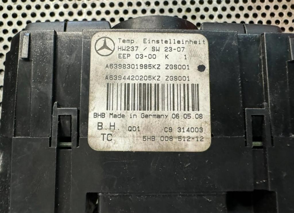 MERCEDES-BENZ VITO / MIXTO Skrzynia (W639) 2003 - 2022 Panel ovládania kúrenia A6398301985KZ