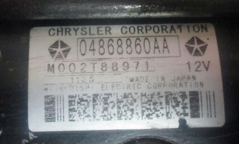 Chrysler Voyager IV 2000-2007 2.8 crd: 150 HP automatic 110 kW 2776 cm3 Štartér 04868860AA