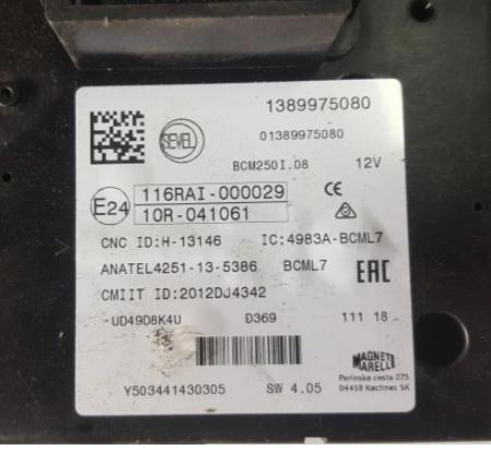 CITROEN JUMPER III LIFT 14-18r BOXER DUCATO 2.0 HDI  Modul BCM BSI 1389975080