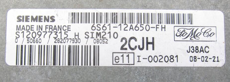 FORD FIESTA riadiaca jednotka Motor 6S61-12A650-FH 